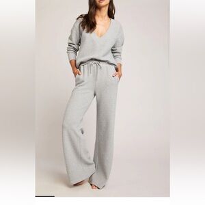 Negative Underwear Waffle Knit Wide Leg Pants Gray Size XS Lounge